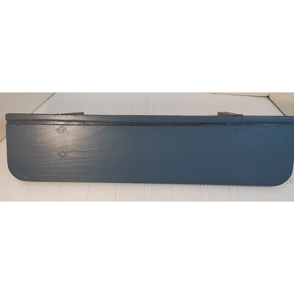 VTG Blue Painted Wood Floating Wall Shelf Plate Groove 20